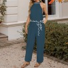 Tie jumper Custom Individualized Women's Sleeveless Halterneck Tie Waist Jumpsuit