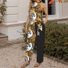 gold and black tie jumpsuit Custom Individualized Women's Sleeveless Halterneck Tie Waist Jumpsuit