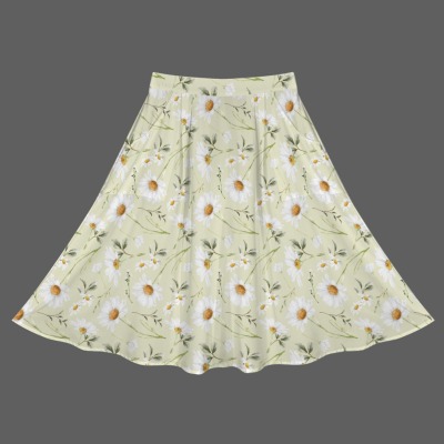 Women's Daisy Print Elastic Waist Pocket Maxi Skirt Custom Personalized Women's Elastic Waist Pocket Maxi Skirt