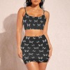 Women's Butterfly Print Cami Top & Ruched Bodycon Skirt Set Custom Personalized Women's Cami Top & Ruched Bodycon Skirt Set