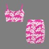 Women's Floral Print Cami Top & Ruched Bodycon Skirt Set Custom Personalized Women's Cami Top & Ruched Bodycon Skirt Set
