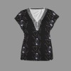 Virtuosa con circulo rosa en blusa Custom Personalized Women's V-Neck Lace Tank Tops