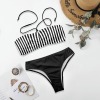 Women's Striped Halterneck Tube Top Backless Bikini Set Custom Personalized Women's Halterneck Two Pieces Bikini Set