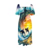 M3821 Square-Neck Puff-Sleeve Slit Maxi Dress