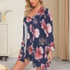 Women's Floral Print Pajama Robe Cami Sets Custom Personalized Women's Pajama Robe Cami Sets