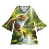 M3816 V-Neck Layered Bell-Sleeve Dress