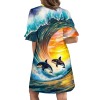 M3838 V-Neck Ruffle-Sleeve Dress