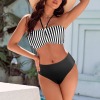 Women's Striped Halterneck Tube Top Backless Bikini Set Custom Personalized Women's Halterneck Two Pieces Bikini Set