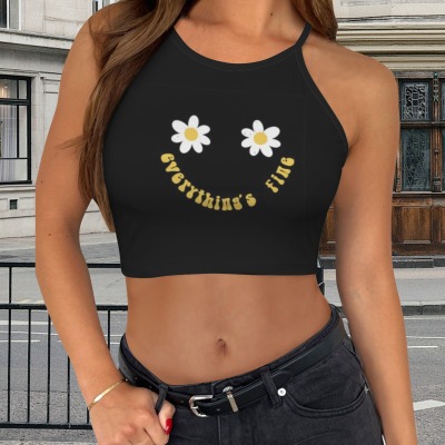 Women's Floral Print Casual Tank Top Custom Personalized Women's Casual Tank Top