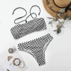 Women's Plaid Halterneck Tube Top Backless Bikini Set Custom Personalized Women's Halterneck Two Pieces Bikini Set