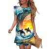 M3802 Round-Neck Ruffle-Hem Dress