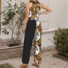 gold and black tie jumpsuit Custom Individualized Women's Sleeveless Halterneck Tie Waist Jumpsuit