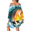 M3823 Off-The-Shoulder Ruffled-Sleeve Fitted Waist Dress