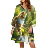 M3816 V-Neck Layered Bell-Sleeve Dress