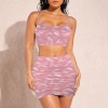 Women's Feather Print Cami Top & Ruched Bodycon Skirt Set Custom Personalized Women's Cami Top & Ruched Bodycon Skirt Set