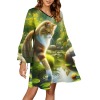M3816 V-Neck Layered Bell-Sleeve Dress