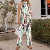 Whispering Breeze Custom Individualized Women's Sleeveless Halterneck Tie Waist Jumpsuit