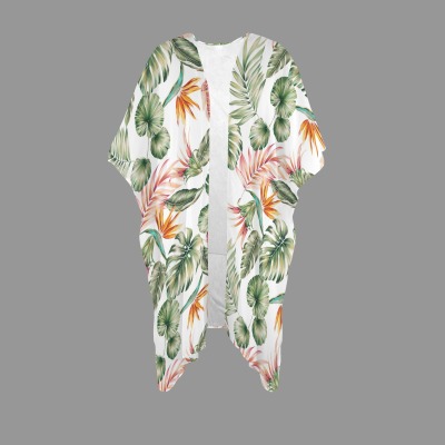 Women's Tropical Print Long Cover Up Custom Specialized Women's Long Cover Up