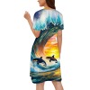 M3801 Round-Neck Drawstring Waist Pocket Dress