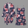 Women's Floral Print Pajama Robe Cami Sets Custom Personalized Women's Pajama Robe Cami Sets