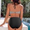 Women's Striped Halterneck Tube Top Backless Bikini Set Custom Personalized Women's Halterneck Two Pieces Bikini Set