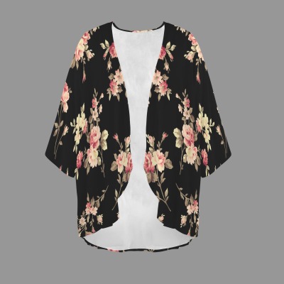 Women's Floral Print Kimono Chiffon Cover Up Custom Personalized Women's Kimono Chiffon Cover Up