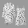 Women's Heart Print Pajama Robe Cami Sets Custom Personalized Women's Pajama Robe Cami Sets