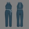 Tie jumper Custom Individualized Women's Sleeveless Halterneck Tie Waist Jumpsuit