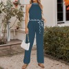 Tie jumper Custom Individualized Women's Sleeveless Halterneck Tie Waist Jumpsuit