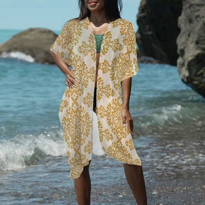Women's Paisley Print Long Cover Up Custom Specialized Women's Long Cover Up