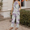 Donnie 03 Custom Individualized Women's Sleeveless Halterneck Tie Waist Jumpsuit