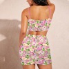 Women's Floral Print Cami Top & Ruched Bodycon Skirt Set Custom Personalized Women's Cami Top & Ruched Bodycon Skirt Set