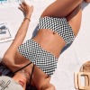 Women's Plaid Halterneck Tube Top Backless Bikini Set Custom Personalized Women's Halterneck Two Pieces Bikini Set
