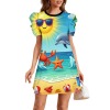 M3806 Round-Neck Puff-Sleeve Short-Sleeved Dress