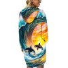 M3837 Women's Drawstring Hooded Pocket Dress