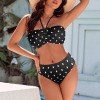 Women's Polka Dot Halterneck Tube Top Backless Bikini Set Custom Personalized Women's Halterneck Two Pieces Bikini Set