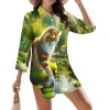 M3828 Three-Quarter Sleeve Button-Down Dress