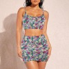 Women's Floral Print Cami Top & Ruched Bodycon Skirt Set Custom Personalized Women's Cami Top & Ruched Bodycon Skirt Set