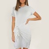 Women's Striped Short Sleeve Wrap Bodycon Ruched Tie Waist Dress Custom Specialized Short Sleeve Wrap Bodycon Ruched Tie Waist Dress