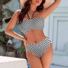 Women's Plaid Halterneck Tube Top Backless Bikini Set Custom Personalized Women's Halterneck Two Pieces Bikini Set
