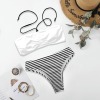 Women's Striped Halterneck Tube Top Backless Bikini Set Custom Personalized Women's Halterneck Two Pieces Bikini Set
