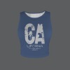 Women's Letter Round Neck Crop Tank Tops Custom Individualized Women's Round Neck Crop Tank Tops