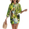 M3828 Three-Quarter Sleeve Button-Down Dress