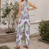 Donnie 03 Custom Individualized Women's Sleeveless Halterneck Tie Waist Jumpsuit