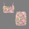 Women's Floral Print Cami Top & Ruched Bodycon Skirt Set Custom Personalized Women's Cami Top & Ruched Bodycon Skirt Set