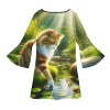 M3816 V-Neck Layered Bell-Sleeve Dress