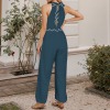 Tie jumper Custom Individualized Women's Sleeveless Halterneck Tie Waist Jumpsuit