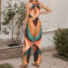 Carnival Custom Individualized Women's Sleeveless Halterneck Tie Waist Jumpsuit