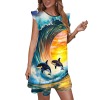 M3802 Round-Neck Ruffle-Hem Dress