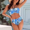 Women's Tropical Print Halterneck Tube Top Backless Bikini Set Custom Personalized Women's Halterneck Two Pieces Bikini Set